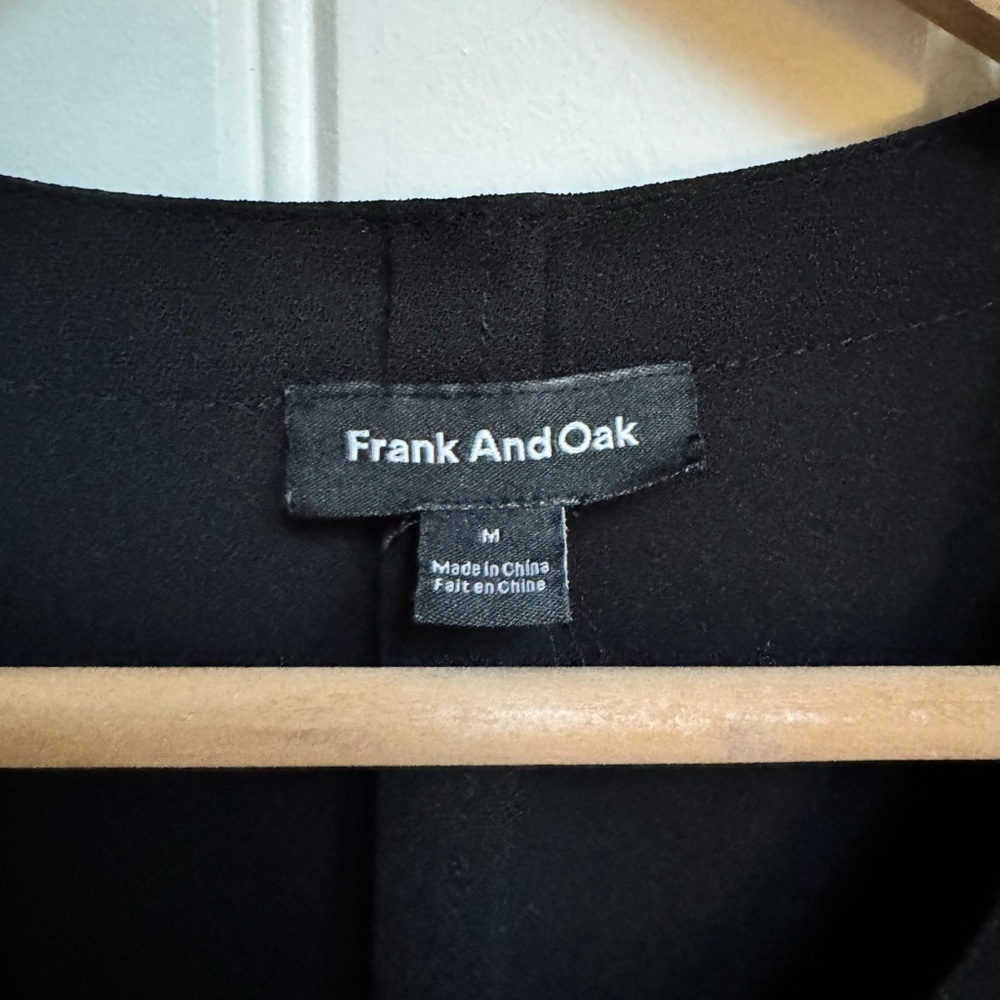 Frank and Oak Black V neck Button Up Shift Dress with Pockets. Size M - Picture 3 of 9